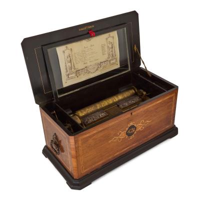  Langdorff Fils Antique marquetry wood music box by Langdorff Fils
