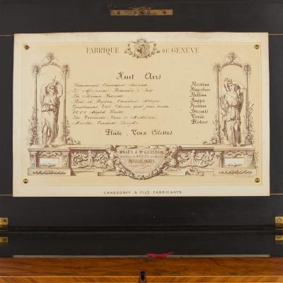  Langdorff Fils Antique marquetry wood music box by Langdorff Fils
