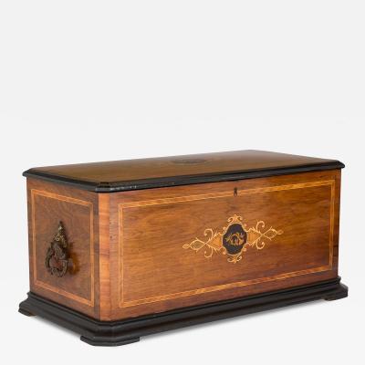  Langdorff Fils Antique marquetry wood music box by Langdorff Fils