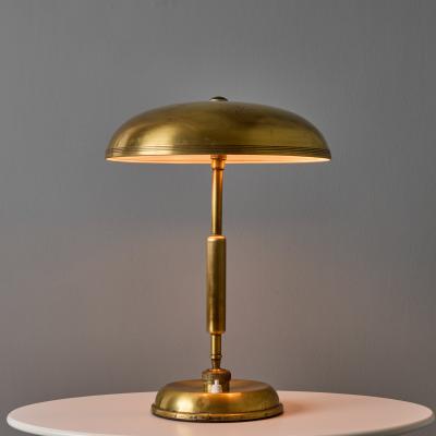  Lariolux 1940s Giovanni Michelucci Patinated Brass Adjustable Banker Lamp for Lariolux