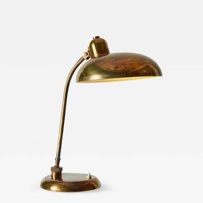  Lariolux 1940s Giovanni Michelucci Patinated Brass Ministerial Table Lamp for Lariolux