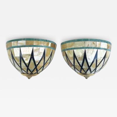  Laudarte Srl Laudarte Italy Mother of Pearl Tessellated Stone Wall Sconces