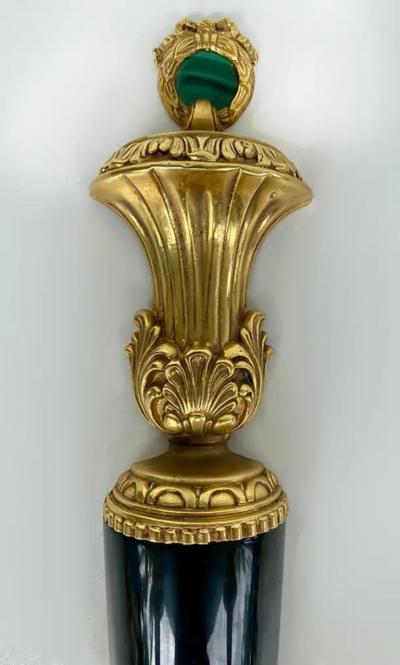  Laudarte Srl Laudarte S r l Gilt Bronze Marble Malachite Wall Sconces Pair Unused