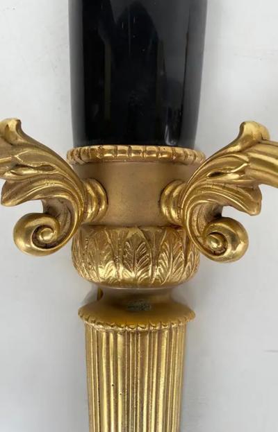  Laudarte Srl Laudarte S r l Gilt Bronze Marble Malachite Wall Sconces Pair Unused