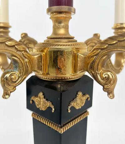 Laudarte Srl Laudarte SRL Italy Gilt Bronze Candelabra Marble Table Lamps Pair