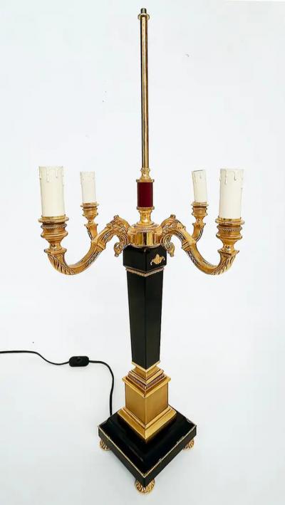  Laudarte Srl Laudarte SRL Italy Gilt Bronze Candelabra Marble Table Lamps Pair