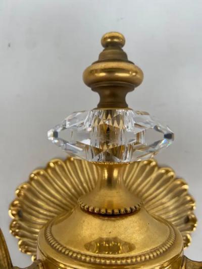  Laudarte Srl New Laudarte Srl Gilt Bronze Crystal Wall Sconces Pair