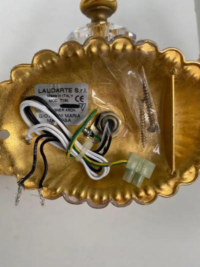  Laudarte Srl New Laudarte Srl Gilt Bronze Crystal Wall Sconces Pair