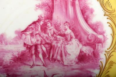  Lauque Antique Sevres Four Cabinet Plates Signed LAUQUE Hand Painted Gold Encrusted