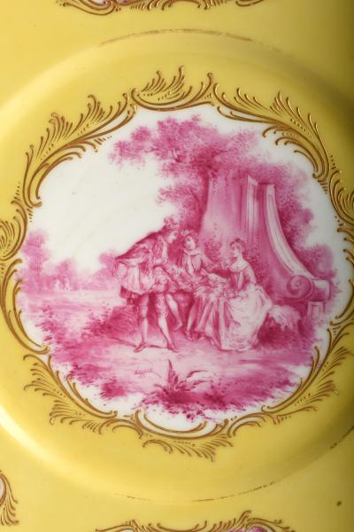  Lauque Antique Sevres Four Cabinet Plates Signed LAUQUE Hand Painted Gold Encrusted
