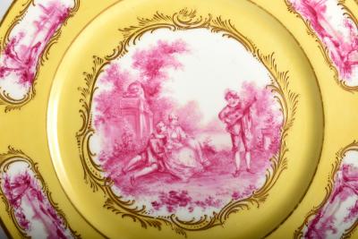  Lauque Antique Sevres Four Cabinet Plates Signed LAUQUE Hand Painted Gold Encrusted