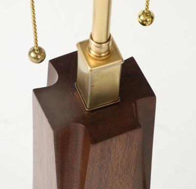 Laurel Lamp Company 1960s Mid Century Modern Brass And Walnut Table Lamps Attributed To Laurel