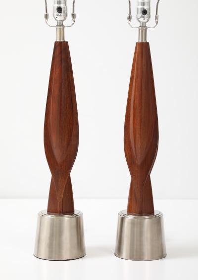  Laurel Lamp Company 1960s Mid Century Modern Chrome And Walnut Tables Lamps By Laurel