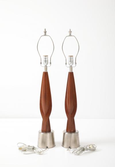  Laurel Lamp Company 1960s Mid Century Modern Chrome And Walnut Tables Lamps By Laurel