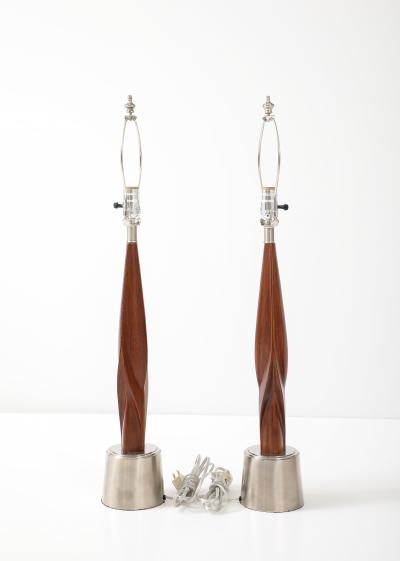  Laurel Lamp Company 1960s Mid Century Modern Chrome And Walnut Tables Lamps By Laurel