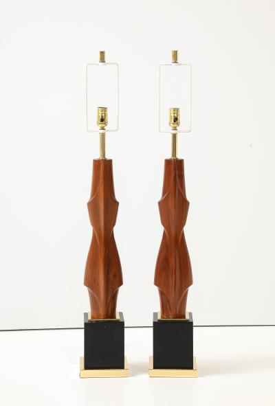  Laurel Lamp Company 1960s Monumental Sculptural Walnut Table Lamps By Laurel