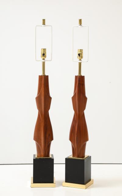  Laurel Lamp Company 1960s Monumental Sculptural Walnut Table Lamps By Laurel