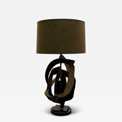  Laurel Lamp Company Harry Balmer Brutalist Mid Century Modern Blackened Steel Table Lamp 1970s
