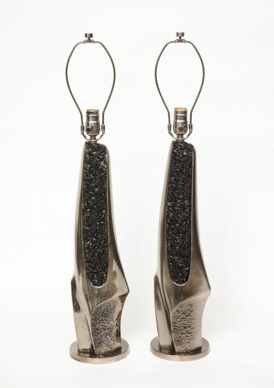 Laurel Lamp Company Laurel Black Quartz and Gunmetal Sculptural Lamps