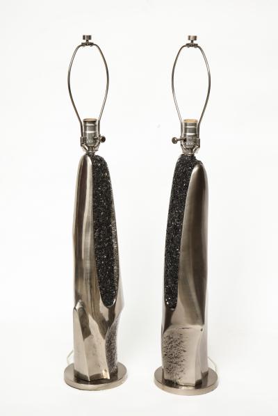Laurel Lamp Company Laurel Black Quartz and Gunmetal Sculptural Lamps
