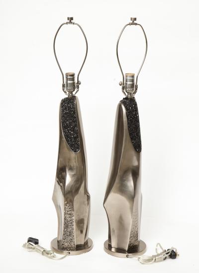 Laurel Lamp Company Laurel Black Quartz and Gunmetal Sculptural Lamps