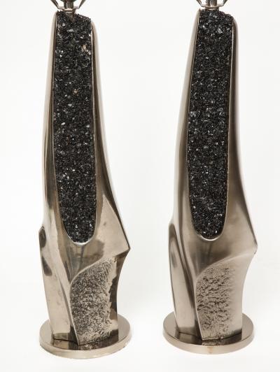 Laurel Lamp Company Laurel Black Quartz and Gunmetal Sculptural Lamps