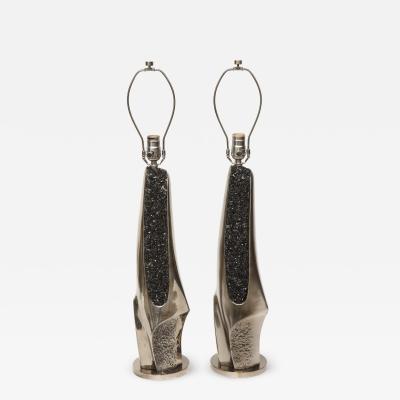 Laurel Lamp Company Laurel Black Quartz and Gunmetal Sculptural Lamps