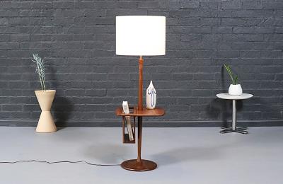  Laurel Lamp Company Laurel Floor Lamp w Removable Magazine Holder Tray Table