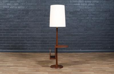  Laurel Lamp Company Laurel Walnut Floor Lamp w Magazine Holder Tray Table