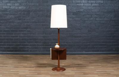  Laurel Lamp Company Laurel Walnut Floor Lamp w Magazine Holder Tray Table