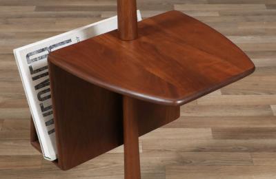  Laurel Lamp Company Laurel Walnut Floor Lamp w Magazine Holder Tray Table