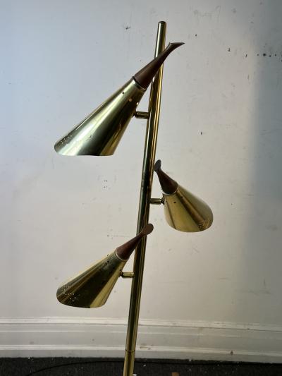  Laurel Lamp Company MID CENTURY BRASS TONE THREE CONE FLOOR LAMP