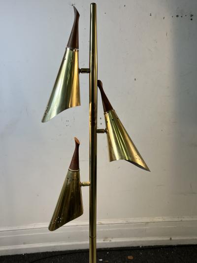  Laurel Lamp Company MID CENTURY BRASS TONE THREE CONE FLOOR LAMP