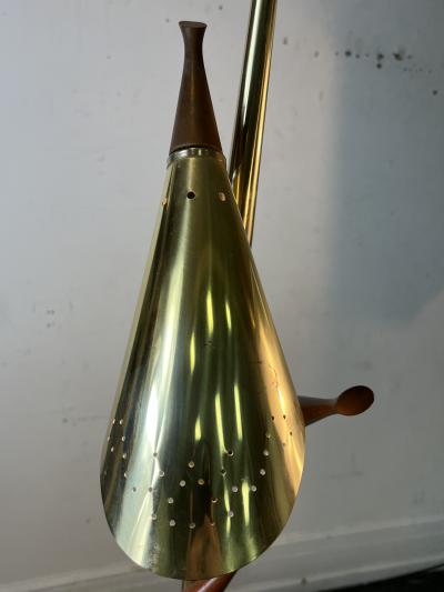  Laurel Lamp Company MID CENTURY BRASS TONE THREE CONE FLOOR LAMP