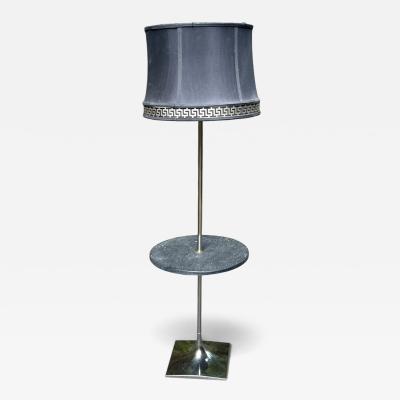  Laurel Lamp Company MID CENTURY LAUREL FLOOR LAMP WITH ATTACHED ROUND BLACK MARBLE TABLE