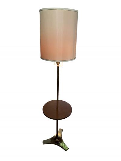 Laurel Lamp Company MID CENTURY MODERNIST TRIPOD BASE BRASS WOOD TABLE FLOOR LAMP BY LAUREL