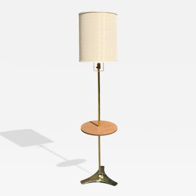  Laurel Lamp Company MID CENTURY MODERNIST TRIPOD BASE BRASS WOOD TABLE FLOOR LAMP BY LAUREL
