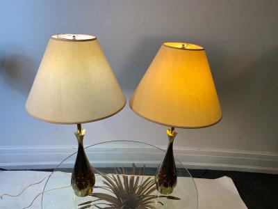  Laurel Lamp Company MODERNIST PAIR OF BRASS CUTOUT LAMPS BY LAUREL