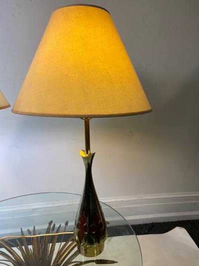  Laurel Lamp Company MODERNIST PAIR OF BRASS CUTOUT LAMPS BY LAUREL
