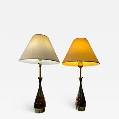 Laurel Lamp Company MODERNIST PAIR OF BRASS CUTOUT LAMPS BY LAUREL