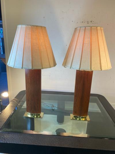  Laurel Lamp Company MONUMENTAL MID CENTURY ROSEWOOD AND BRASS LAMPS BY LAUREL
