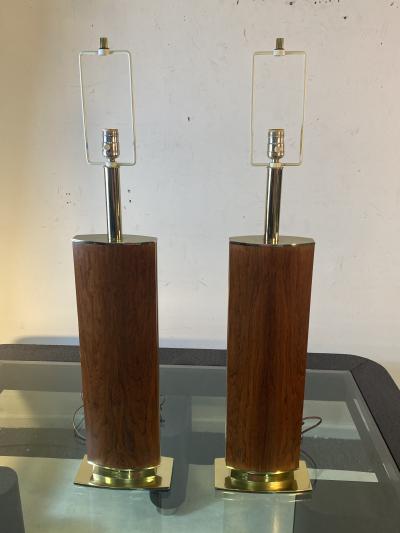  Laurel Lamp Company MONUMENTAL MID CENTURY ROSEWOOD AND BRASS LAMPS BY LAUREL