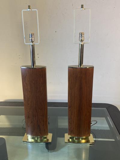  Laurel Lamp Company MONUMENTAL MID CENTURY ROSEWOOD AND BRASS LAMPS BY LAUREL