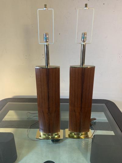  Laurel Lamp Company MONUMENTAL MID CENTURY ROSEWOOD AND BRASS LAMPS BY LAUREL