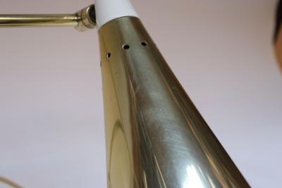  Laurel Lamp Company Mid Century Brass and Painted Metal Twin Shade Table Lamp Attributed to Laurel