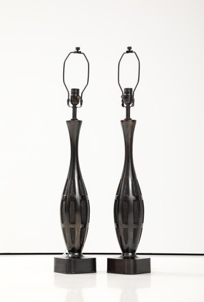  Laurel Lamp Company Mid Century Dark Bronze Brutalist Lamps