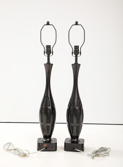  Laurel Lamp Company Mid Century Dark Bronze Brutalist Lamps