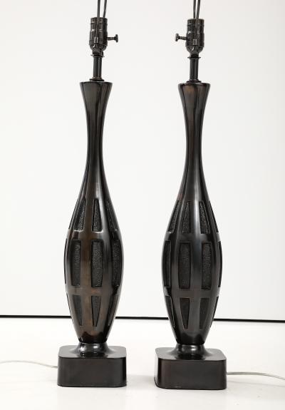  Laurel Lamp Company Mid Century Dark Bronze Brutalist Lamps