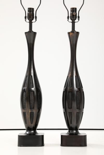  Laurel Lamp Company Mid Century Dark Bronze Brutalist Lamps