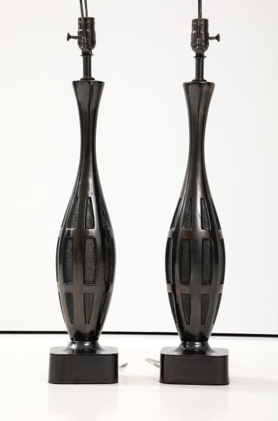  Laurel Lamp Company Mid Century Dark Bronze Brutalist Lamps